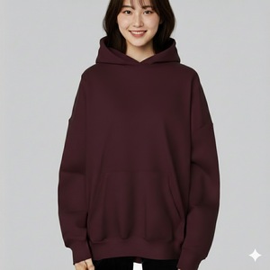 Vente en gros usine – Nouveau pull oversize d'hiver pour femme, sweat à capuche en polaire à manches longues, mélange polyester/coton de qualité supérieure, impression personnalisée - Product Image 6