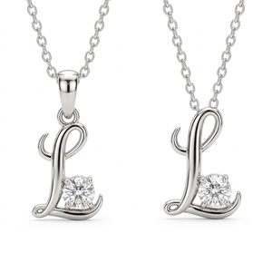 Colgante de Plata de Ley 925 con Letra L, Corte Brillante Redondo, Diamante Cultivado en Laboratorio y Diamante Natural, Joyería de Lujo, Regalo - Product Image 1