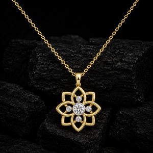 จี้เพชรทรงกลมเพาะเลี้ยงในห้องปฏิบัติการ ทองคำแท้ 14K 18K ประดับขอบลายดอกไม้ DEFVVS สร้อยคอเจ้าสาวงานแต่งงาน เครื่องประดับขายส่ง - Product Image 1