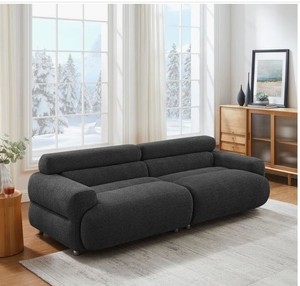 Sofá Seccional de Alta Gama, Minimalista, de Cuero Genuino, con Marco de Madera Curvado, para Sala de Estar Contemporánea, Venta al Por Mayor - Product Image 5