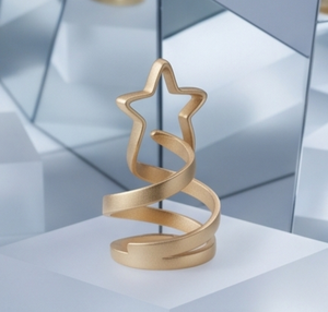 Sapin de Noël en spirale en aluminium doré de luxe avec étoile sur le dessus, centre de table festif, figurine décorative pour la maison - Product Image 4