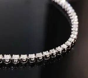 Premium Fine Womens Gold Material Custom Link <b>Chain</b> Necklace Silver Plated Round Brilliant Cut Trendy Fancy Diamond IGI - Product Image 3