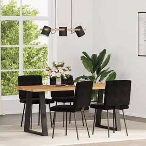 Juego de 4 Sillas de Comedor de Terciopelo Negro, 100% Poliéster, Construcción de Madera Contrachapada y Metal - Product Image 2