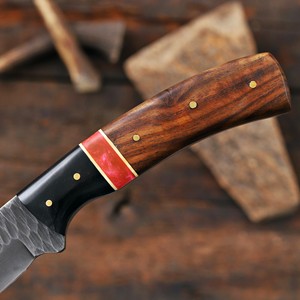Cuchillo Nórdico Forjado de Hoja Fija para Caza, Desollado y Camping con Mango de Palisandro, Espiga Completa, Personalizado OEM/ODM, Funda de Cuero - Product Image 5