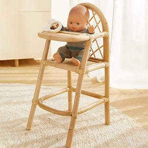 Trona de juguete de ratán para niña, trona artesanal para muñecas, silla de alimentación de juguete para muñecas - Product Image 6
