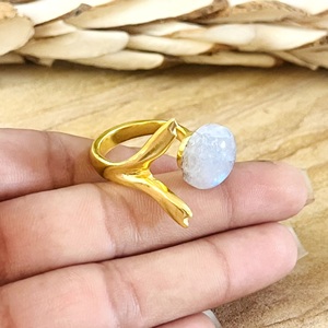 High Demand Boho Fish Tail <b>Ring</b> Boho Brass Moonstone <b>Ring</b> for Women 18k Gold Plated <b>Dainty</b> Open Band <b>Ring</b> for Wholesale/OEM/ODM - Product Image 2