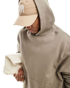 Sweat à capuche en molleton de coton premium, coupe oversize, style streetwear, épais, avec logo personnalisé brodé - Product Image 1
