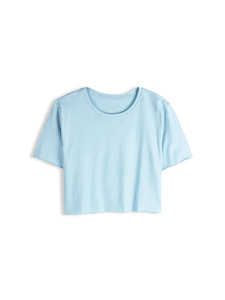 Women's 100% Cotton Raw Edge Crop Top Summer Resort Beach Vacation Loose T-<b>shirt</b> <b>Y2K</b> Streetwear Top OEM Custom Logo Wholesale - Product Image 5