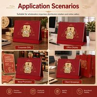 Calendrier de bureau du Nouvel An chinois 2027, Année du Chèvre, personnalisé, rouge et or, cadeau promotionnel d'entreprise, vente en gros