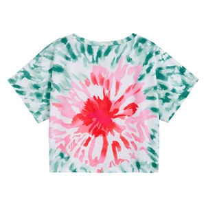 T-shirt court en soie/coton pour femme, col montant, motif 3D, collection printemps-été, vente en gros - Product Image 6