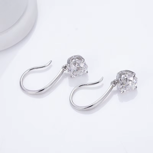 Boucles d'oreilles pendantes rondes en cristal, serti griffe, style classique, pour femme, usage quotidien - Product Image 4