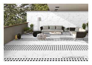Carreaux en porcelaine aspect marbre géométrique 600x1200mm, finition satinée mate, non réfléchissants, résistants aux taches, carreaux de luxe pour sols et murs pour hôtels - Product Image 6