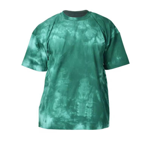 T-shirt à manches courtes Tie-Dye pour homme, coupe classique, col rond, tricoté, décontracté, motif vert - Product Image 1