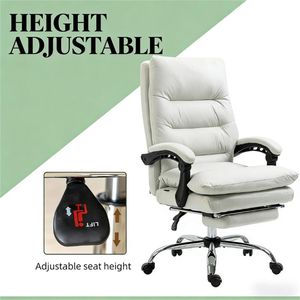 Sedia da Ufficio Bianco Crema con Funzione Massaggio per Uso in Lounge, Computer e Conferenze - Product Image 3