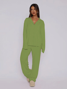 Ensemble pyjama imprimé pour femmes, haut à col rond et pantalon long, vêtements de nuit doux, vêtements de détente confortables, costume de nuit décontracté pour la maison - Product Image 1