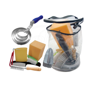 Kit de 8 piezas para el cuidado del caballo con bolsa transparente con cremallera, limpiador de pezuñas, cepillo espiral, peine para crines, cepillo corporal y juego de limpieza con esponja - Product Image 4