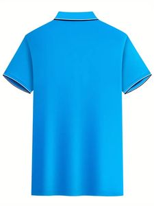 For Jeans Men's Navy <b>Half</b> Sleeve Pique <b>Shirt</b> Formal Solid Color Breathable Anti-Wrinkle Knitted Regular Fit <b>Button</b> Front Logo - Product Image 4