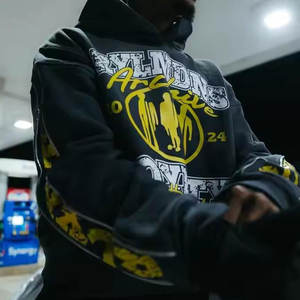 Sudadera con Capucha Personalizada Estilo Urbano, 500 GSM, Algodón Grueso, Corte Recortado, Lavado Ácido, Estilo Vintage, Impresión Digital DTG, Logotipo Impreso - Product Image 2