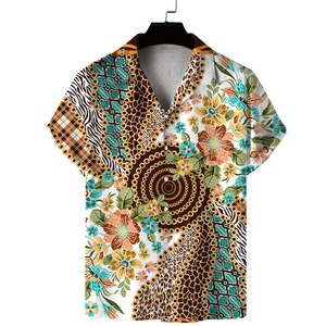 Chemises Hawaïennes Florales Aloha Respirantes Personnalisées pour Hommes, Vente en Gros ODM/OEM, Chemise d'Été pour Vacances, Col Boutonné, Polyester/Coton 140g - Product Image 5