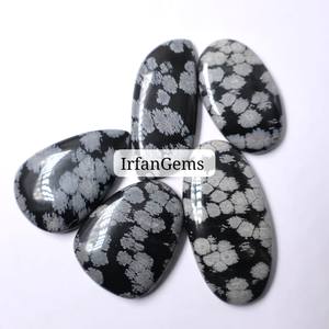Super calidad Natural copo de nieve obsidiana cuarzo fino fabricación de joyas Material suelto corte ovalado cabujón tamaño libre lote al por mayor - Product Image 3