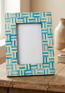 Premium Blue Marble Picture <b>Frame</b> with Basket Weave Geometric <b>Design</b>, Elegant Handmade Photo <b>Frame</b> Gift - Product Image 2