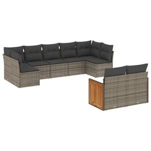 Conjunto de Sofás de Jardín de Acero con Recubrimiento en Polvo y Ratán PE Gris con Tela de Poliéster - Muebles de Exterior Duraderos - Product Image 2