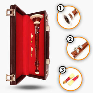 Bombardino de madera tradicional celta con estuche y cañas para interpretación de música folclórica - Product Image 1