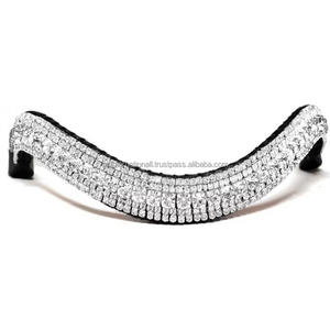 Banda para cejas de caballo de cuero con forma de onda profunda personalizada en tamaños completos de mazorca con cadena de cristales personalizada banda para cejas mega Bling - Product Image 1