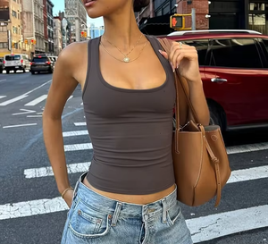 Top Corto de Mujer, Cuello en V, Manga Larga, Corte Regular, Casual, para Todas las Temporadas, Color Sólido, Tejido de Punto, Secado Rápido, 100% Algodón - Product Image 4