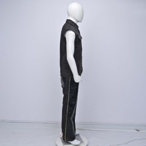 Gilet en jean foncé avec rivets, col rabattu, style décontracté, longueur standard, simple boutonnage, collection automne - Product Image 3