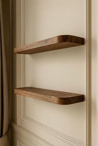 Solid Wood Wall Mounted Double Tier Storage <b>Rack</b> Customized Shape for Living Room-Modern Design Sustainable Durable Handmade - Product Image 3