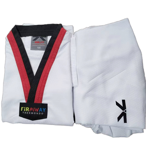 ชุดเทควันโด FIRAWAY สำหรับผู้ใหญ่ สีขาว โพลีเอสเตอร์/ผ้าฝ้าย 2 ชิ้น ระบายอากาศได้ดี น้ำหนักเบา ยืดหยุ่น ชุดศิลปะการต่อสู้ ทรงปกติ - Product Image 1