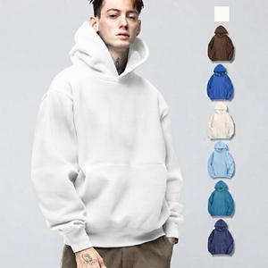 Sweat-shirt à capuche épais 100 % coton pour homme, coupe ample, avec logo imprimé, personnalisable, pour impression floquée - Product Image 1