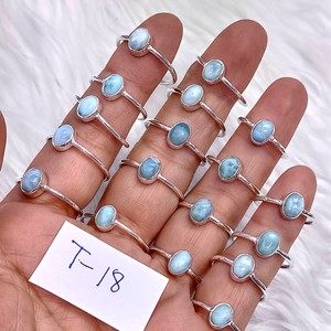 Pierre précieuse Larimar naturelle, prix de gros, bagues légères en argent, argent sterling 925, petites bagues artisanales en argent - Product Image 2