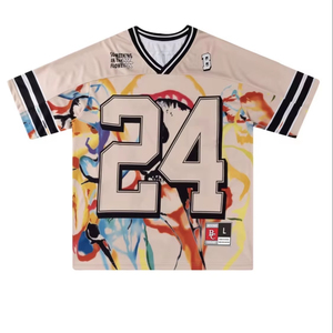 Maillots de football américain tissés personnalisés, t-shirts de football coupe classique, col en V, sans manches, 100 % polyester, écologiques, vente en gros - Product Image 1