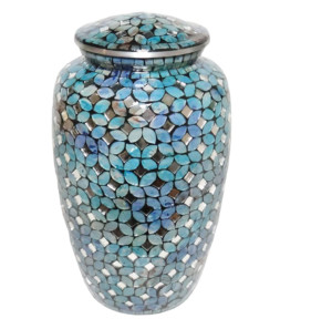 Blue Color New Design Cremation Urns With <b>Sticker</b> Finish Low Prices Adult <b>Metal</b> Funeral Cremation Urns - Product Image 3