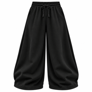 Pantalones Capri de Pierna Ancha para Hombre, Color Sólido, con Cintura Ajustable con Cordón y Bolsillos, Estilo Casual, Tela de Algodón Transpirable - Product Image 1