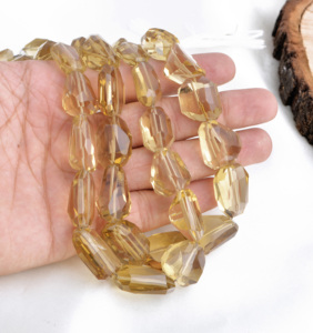 Cuarzo miel natural facetado, collar de piedras preciosas naturales de 15 pulgadas, para la elaboración de joyería fina. - Product Image 4