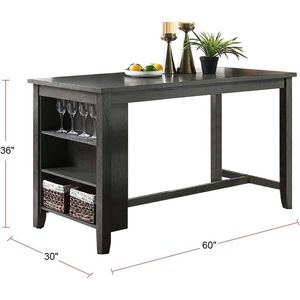 Set da Pranzo Moderno Grigio 5 Pezzi con Tavolo Alto e Sedie Alte con Ripiani Portaoggetti, Mobili in Legno per Cucina e Colazione - Product Image 6