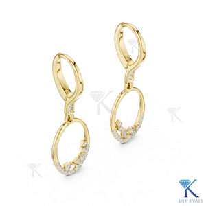 Pendientes de Diamantes CVD Cultivados en Laboratorio con Acento de Baguette y Cierre de Palanca, Oro Sólido de 14K/18K, Joyería Fina de Lujo para Mujer, para Bodas y Fiestas - Product Image 3