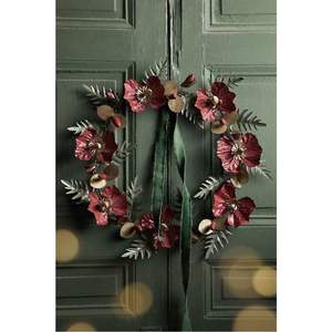 Couronne murale florale en feuilles de métal doré faite à la main, décoration murale de luxe en fer forgé avec miroir pour la maison, le salon, les mariages, le jardin et l'hôtel - Product Image 3