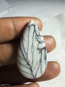 Natural Pinolith Jasper Cabochon Loose Designer Crystal Gemstone Pendant Healing Jewelry Making Supply White Black - Product Image 2
