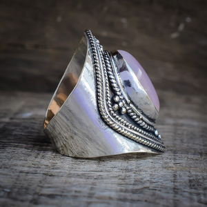 Pink Rose <b>Quartz</b> 925 Sterling Silver Natural Gemstone Jewelry <b>Ring</b> January Birthstone Gift For Valentine Day - Product Image 3