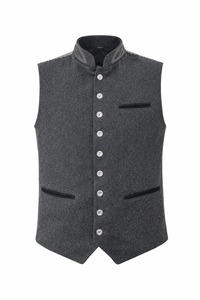 Chaleco Formal de Hombre con Cuello Mandarín, Mezcla de Lana, Color Sólido, Cierre de un Solo Botón, para Otoño - Product Image 1