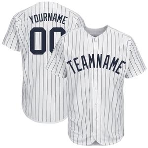 Maillot de baseball personnalisé à rayures fines, en polyester à séchage rapide, avec nom et numéro, uniforme d'équipe, maillot de sport à manches courtes, col en V pour adultes - Product Image 1