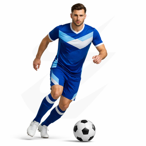 ชุดฟุตบอลทีมแบบกำหนดเอง ชุดยูนิฟอร์มฟุตบอล ผ้าโพลีเอสเตอร์ตาข่าย 100% ชุดกีฬาแบบซับลิเมชั่น โรงงาน OEM - Product Image 1