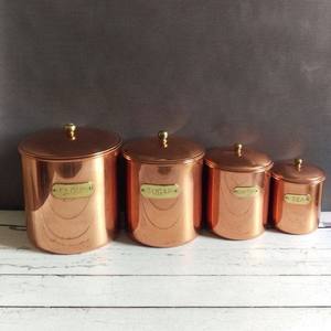 Contenedor de almacenamiento de cobre estilo vintage con tapa, tarro decorativo de cocina para té, café, azúcar, especias, alimentos secos, organizador de despensa - Product Image 3