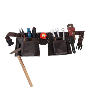 Ceinture porte-outils en cuir robuste pour électricien, avec pochettes organisées, supports sécurisés, coutures durables et taille ajustable - Product Image 2