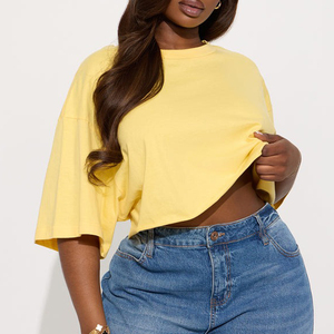 Camiseta Corta para Mujer, Personalizada, 100% Algodón, Cuello Redondo, Estilo Oversize, Venta al por Mayor - Product Image 4