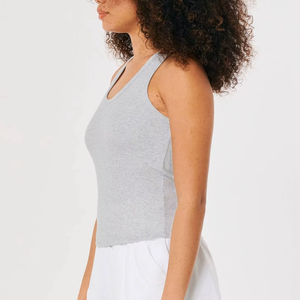 Women Solid Color Scoop Neck Knitted Tank <b>Top</b> Breathable Regular Length Minimalist Style <b>Low</b> Moq Wholesale Price High Quality - Product Image 4